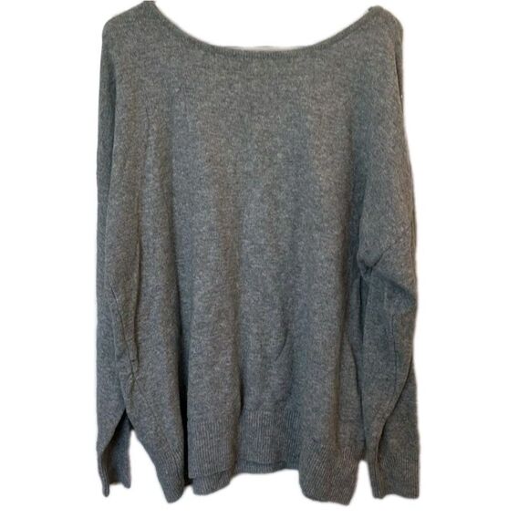 Du Jour Gray Sweater Womens Size L Oversize Drop Shoulder Criss Cross Back - Picture 3 of 8